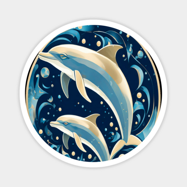 Dolphins in Art Deco Style Magnet by BirdsnStuff