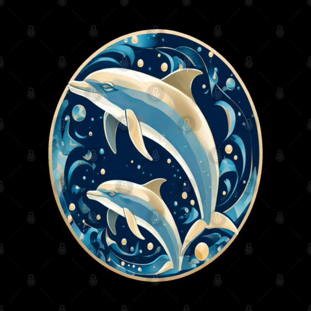 Dolphins in Art Deco Style by BirdsnStuff