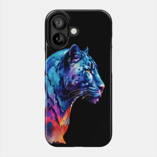 Panther Cat in Watercolor Style Art Phone Case
