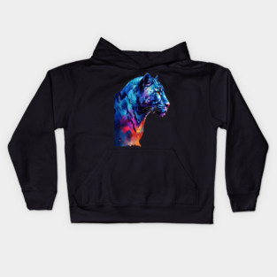 Panther Cat in Watercolor Style Art Kids Hoodie