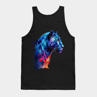 Panther Cat in Watercolor Style Art Tank Top