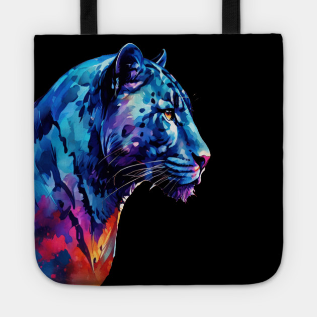 Panther Cat in Watercolor Style Art Tote by BirdsnStuff