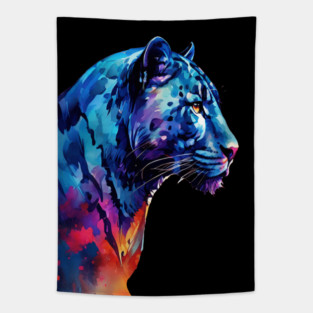 Panther Cat in Watercolor Style Art Tapestry