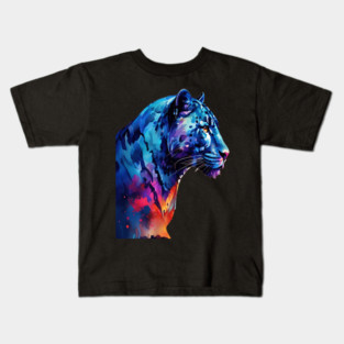 Panther Cat in Watercolor Style Art Kids T-Shirt