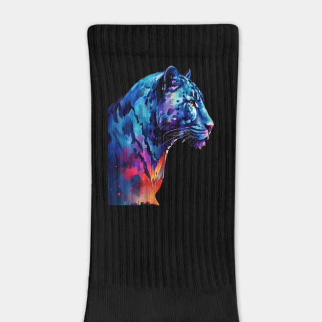 Panther Cat in Watercolor Style Art by BirdsnStuff