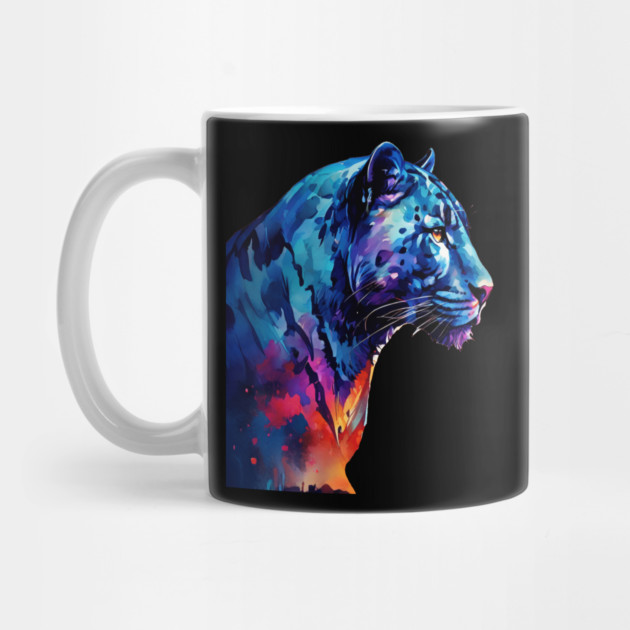 Panther Cat in Watercolor Style Art by BirdsnStuff