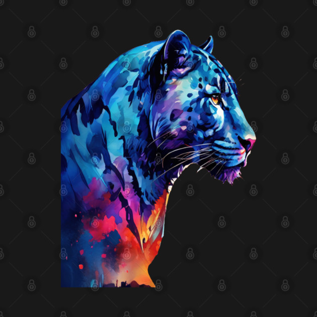 Panther Cat in Watercolor Style Art by BirdsnStuff