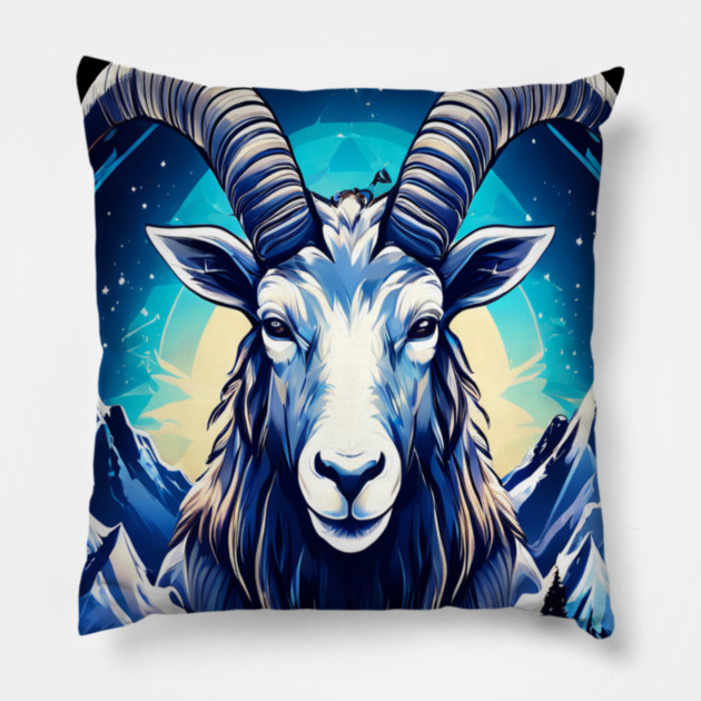 Mystical Mountain Goat Logo Pillow by BirdsnStuff