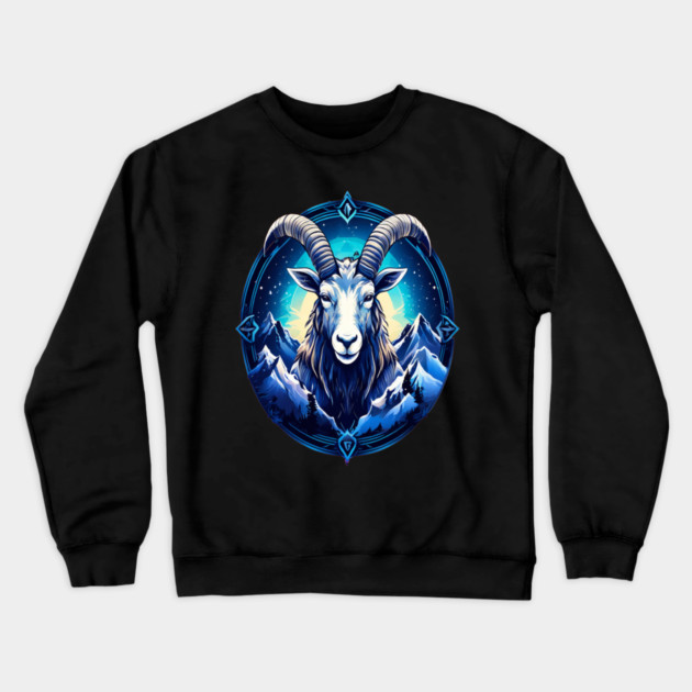 Mystical Mountain Goat Logo Crewneck Sweatshirt by BirdsnStuff