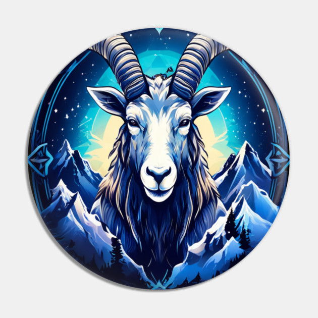 Mystical Mountain Goat Logo Pin by BirdsnStuff