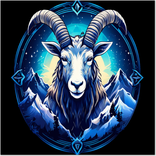 Mystical Mountain Goat Logo Wall Art by BirdsnStuff