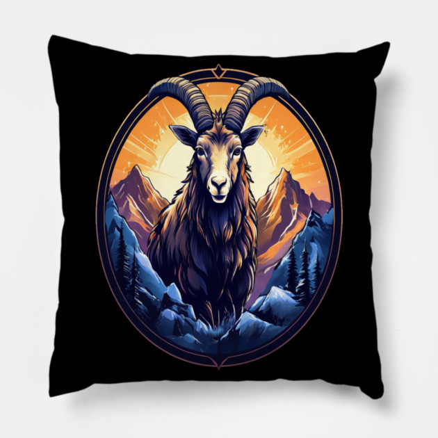 Mountain Goat Logo Style Pillow by BirdsnStuff