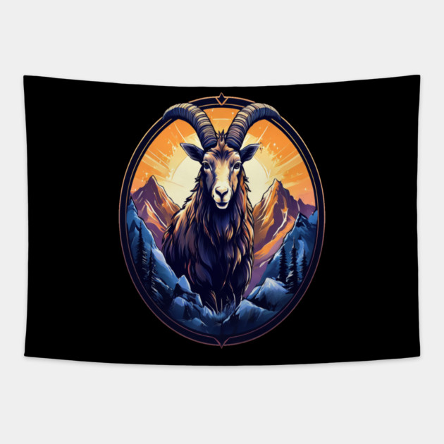 Mountain Goat Logo Style Tapestry by BirdsnStuff