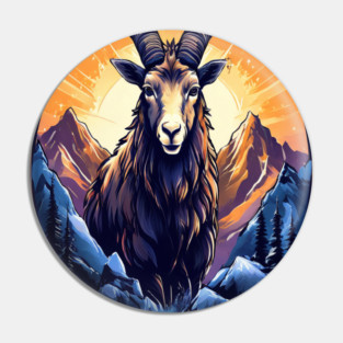 Mountain Goat Logo Style Pin