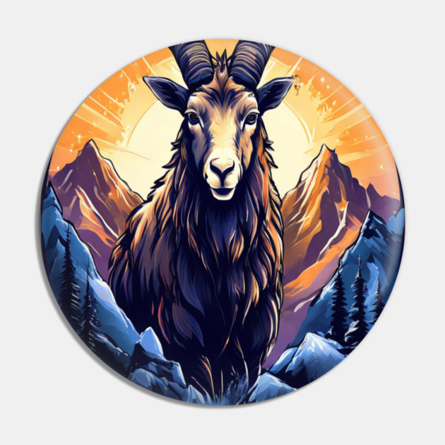 Mountain Goat Logo Style Pin by BirdsnStuff