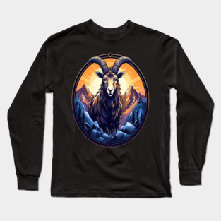 Mountain Goat Logo Style Long Sleeve T-Shirt