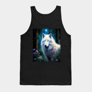 White Wolf Purple Flowers Tank Top