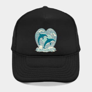 Blue Dolphins in Heart Shape Hat