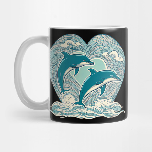 Blue Dolphins in Heart Shape by BirdsnStuff