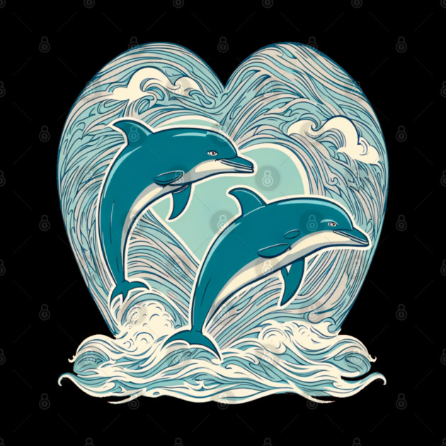 Blue Dolphins in Heart Shape by BirdsnStuff