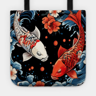 Floral Japenese Koi Fish Tote