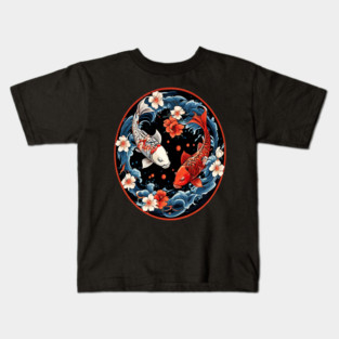Floral Japenese Koi Fish Kids T-Shirt