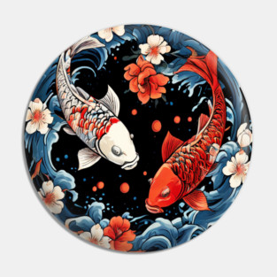 Floral Japenese Koi Fish Pin