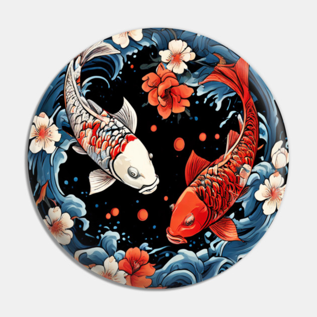 Floral Japenese Koi Fish Pin by BirdsnStuff