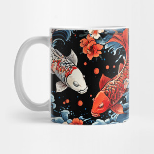 Floral Japenese Koi Fish Mug
