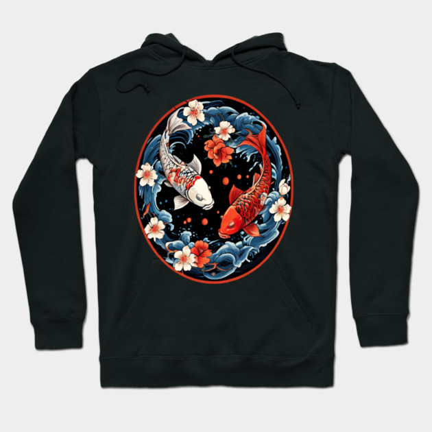 Floral Japenese Koi Fish Hoodie by BirdsnStuff