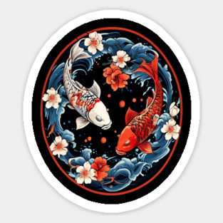 Floral Japenese Koi Fish Sticker