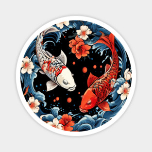 Floral Japenese Koi Fish Magnet