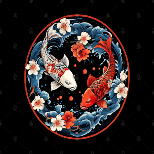 Floral Japenese Koi Fish by BirdsnStuff