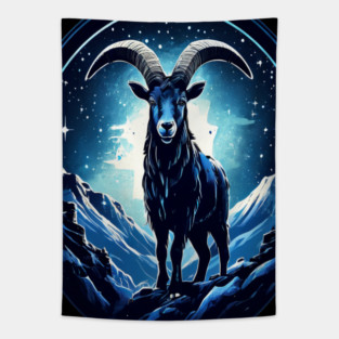 Mountain Goat Logo Style Tapestry