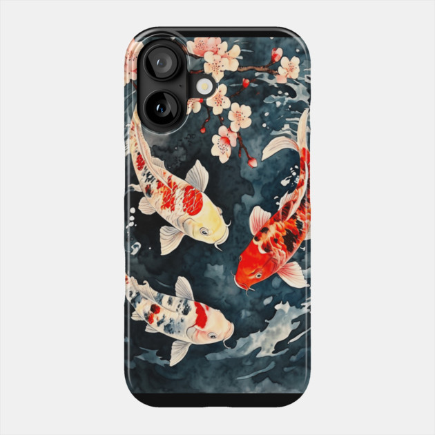 Floral Japenese Koi Fish Phone Case by BirdsnStuff