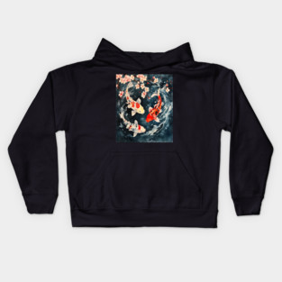 Floral Japenese Koi Fish Kids Hoodie