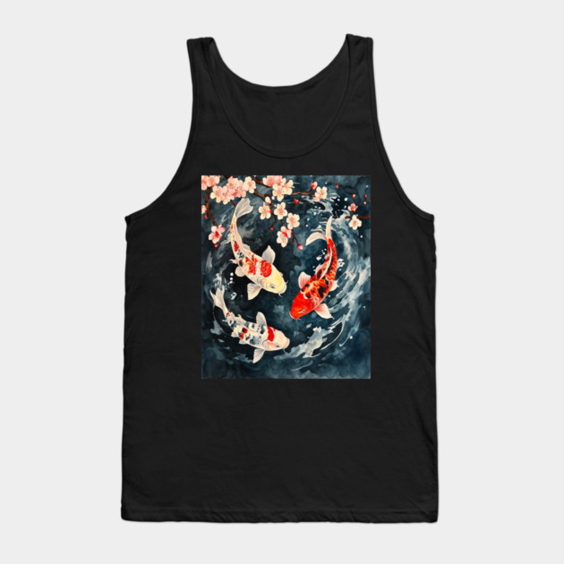 Floral Japenese Koi Fish Tank Top by BirdsnStuff