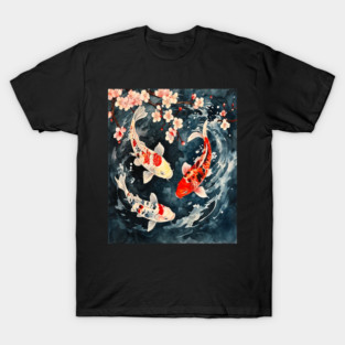 Floral Japenese Koi Fish T-Shirt