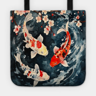 Floral Japenese Koi Fish Tote