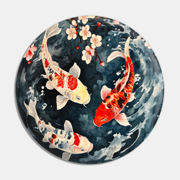 Floral Japenese Koi Fish Pin by BirdsnStuff