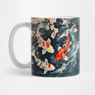 Floral Japenese Koi Fish Mug