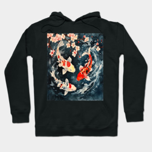 Floral Japenese Koi Fish Hoodie