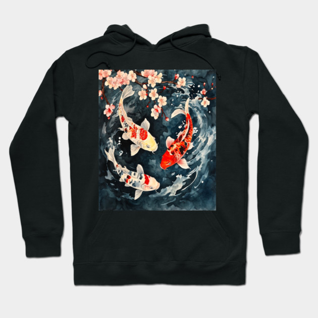 Floral Japenese Koi Fish Hoodie by BirdsnStuff