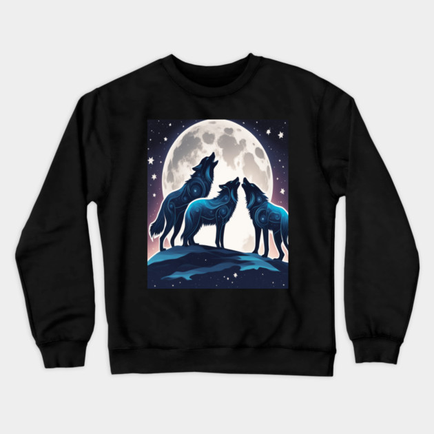 Celestrial Pack of Wolves Crewneck Sweatshirt by BirdsnStuff