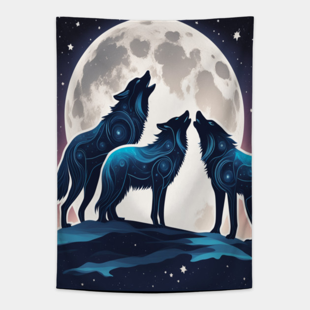 Celestrial Pack of Wolves Tapestry by BirdsnStuff