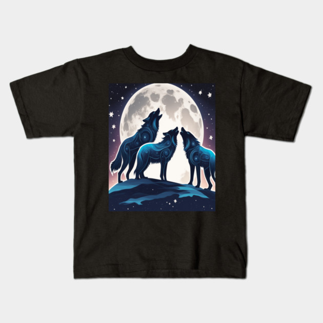 Celestrial Pack of Wolves Kids T-Shirt by BirdsnStuff