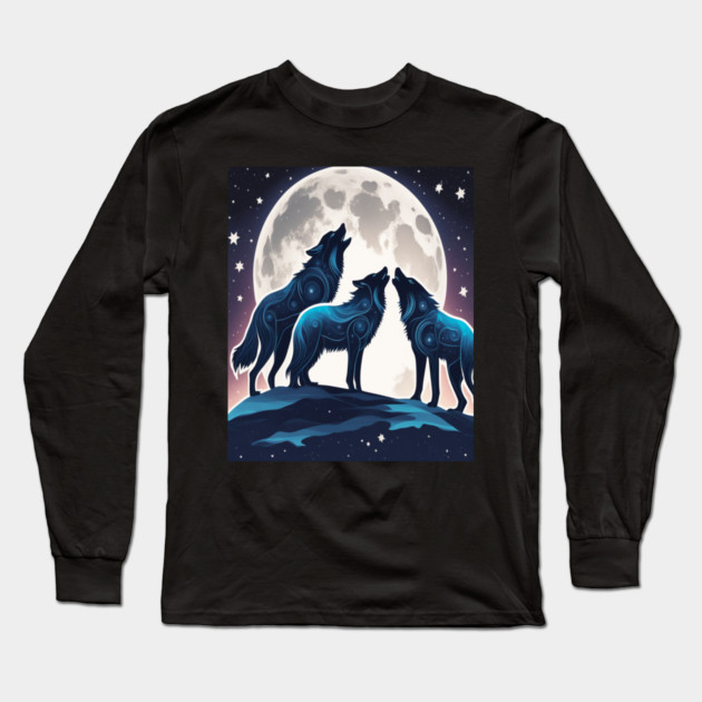 Celestrial Pack of Wolves Long Sleeve T-Shirt by BirdsnStuff