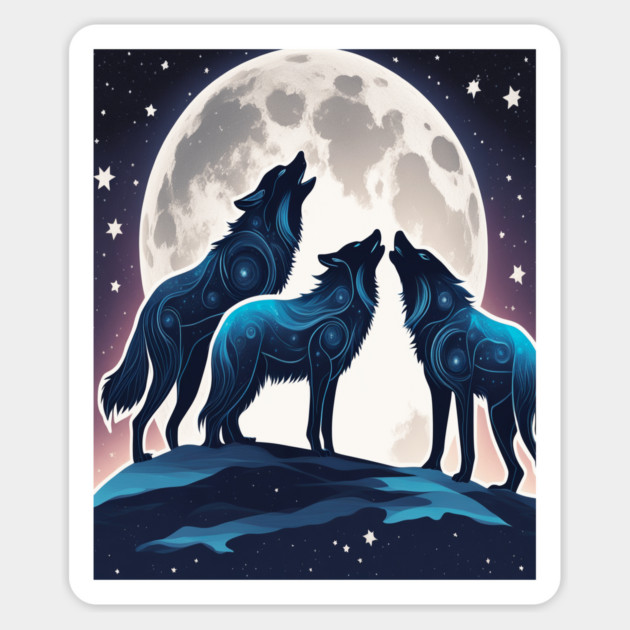 Celestrial Pack of Wolves Magnet by BirdsnStuff