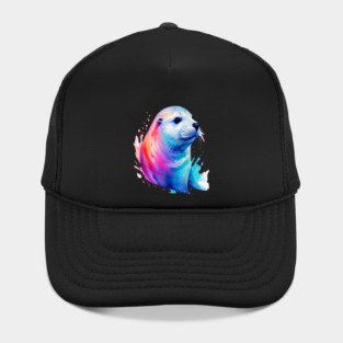 Cute Sea Seal in watercolor Hat