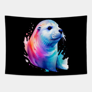 Cute Sea Seal in watercolor Tapestry